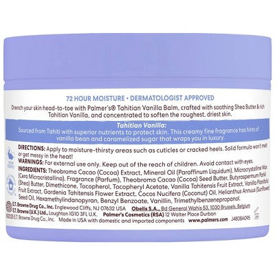 Palmer's Moisture Drenching Solid Hand and Body Lotion - Tahitian Vanilla - 7.25oz: Whole Body, Jar, Normal to Very Dry Skin