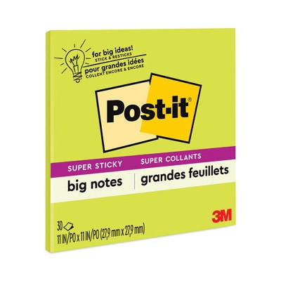 Post-it Notes Super Sticky Big Notes, Unruled, 11 x 11, Green, 30 Sheets