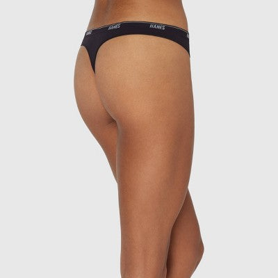 Hanes Women's 3pk Moves Thong - Black/Pink/Red L: Seamless, Lightweight Nylon-Spandex Blend, Low Rise, Full Waistband Elastic