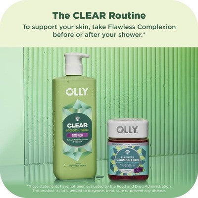 OLLY Clear Mood and Skin Vitamin-Infused Body Wash - Crisp Vetiver Pear - 17 fl oz: Paraben-Free, Sulfate-Free, Gel Form, Whole Body Use