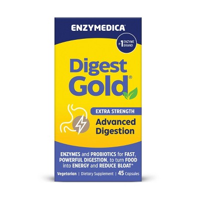 Enzymedica Digest Gold Enzymes and Probiotics Advanced Digestion Extra Strength Digestive and Gut Support Supplement Capsules - 45ct