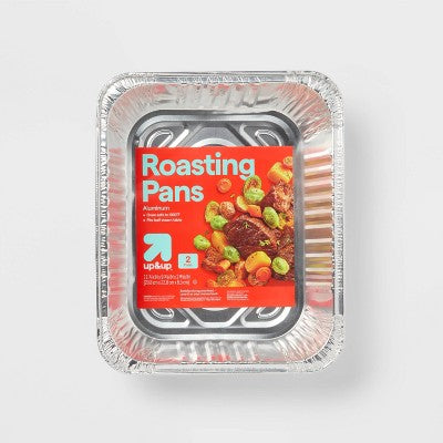 Aluminum Roasting Pan - 2ct - up&up: Disposable Bakeware, Rectangle Shape, 120 Volume, Solid Pattern