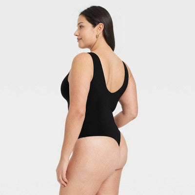 Women's Luxe Stretch Boatneck Thong Bodysuit - Auden Black XXL
