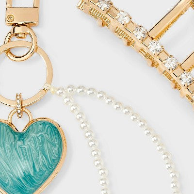 Claw Hair Clip and Bag Charm Pearls - A New Day Gold