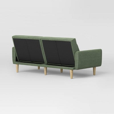 72" Mid Century Modern Futon Sofa Corduroy Dark Green - Room Essentials (LOCAL PICKUP ONLY)