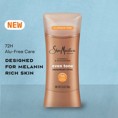 SheaMoisture Solid Deodorant Stick Even Tone - Vitamin C & Niacinamide - Aluminum-Free 2.6oz