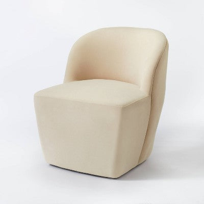 Pasadena Swivel Accent Chair Light Beige Velvet - Threshold designed with Studio McGee: Transitional Upholstered Seating (LOCAL PICKUP ONLY)