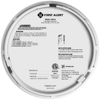 First Alert Precision Detection Interconnect Hardwired Smoke Alarm with 10-Year Battery Backup