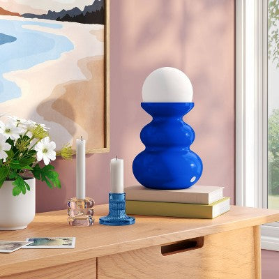 Mini Plastic Table Lamp with Glass Orb Cobalt Blue - Room Essentials