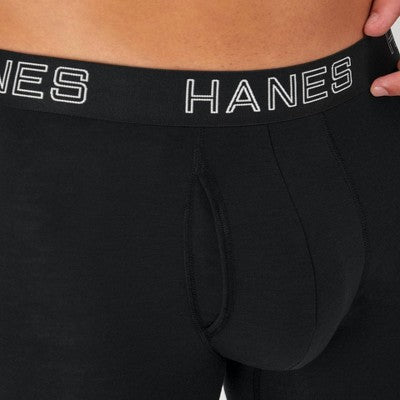 Hanes Premium Men's 3pk Boxer Briefs Total Support Pouch - Gray/Black S: Recycled Polyester, Lyocell, Spandex, Moisture Wicking, Breathable Mesh