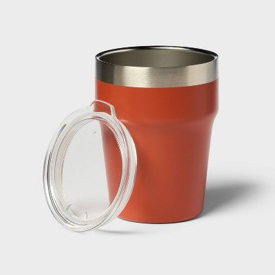 12oz 2pk Stainless Steel Stacking Short Tumbler with Lid Red - Room Essentials