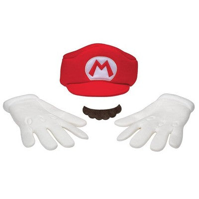 Adult Super Mario Bros Elevated Halloween Accessory Kit Mario One Size Fits Most