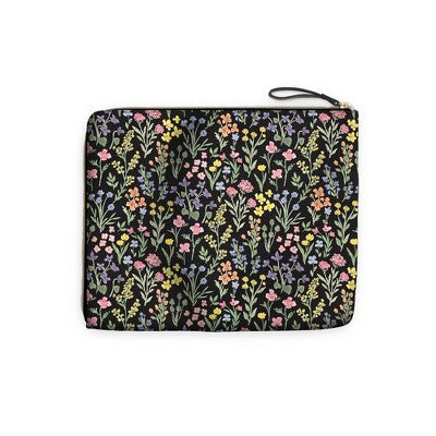 Day Designer Accessory Pencil Pouch Flower Field Black: Faux Leather Zipper Pouch, Pencil Bag for Teens, 11.25" x 9.5"