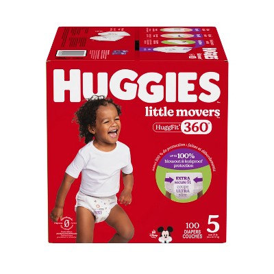Huggies Little Movers HuggFit 360 Disposable Diapers - Size 5 - 100ct