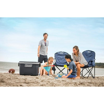 Coleman Quad Camping Outdoor Portable Camp Chair with Built-In Cooler - Blue