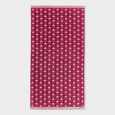 40"x72" Ikat Terry Oversized Beach Towel with Fringes Pink - Threshold