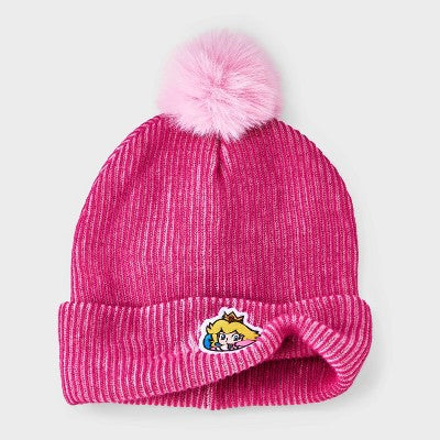 Girls' Nintendo Princess Peach Pom Beanie - Pink