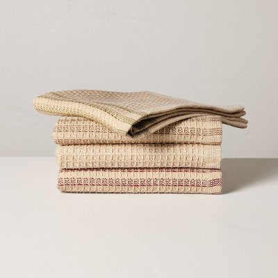 Set of 4 Fall Dishcloths Cream with Stripes - Hearth & Hand with Magnolia