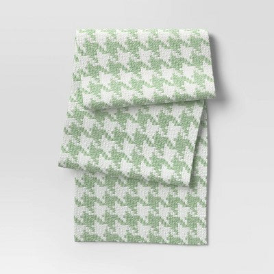 Houndstooth Table Runner Green - Room Essentials