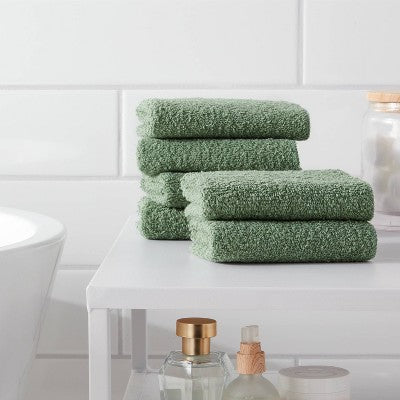 6pk Washcloth Set Light Green - Room Essentials