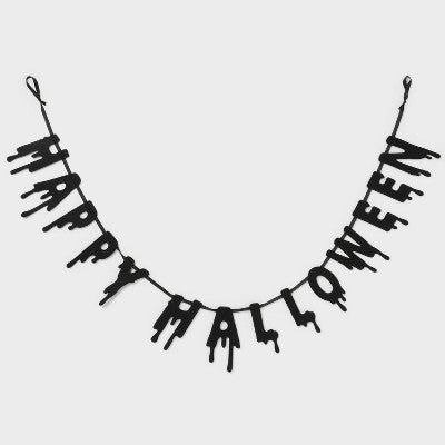 Happy Halloween Garland Banner Party Decorations Black - Spritz