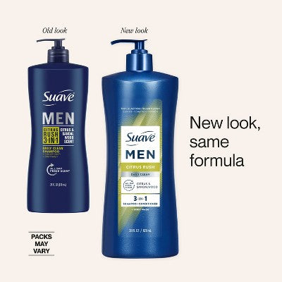 Suave Men 3-in-1 Pump Shampoo + Conditioner + Body Wash - Citrus Rush - 28 fl oz