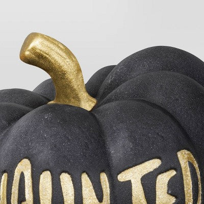 5" Ceramic Haunted Pumpkin Halloween Figurine Black - Hyde and EEK! Boutique