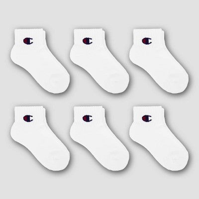 Champion Boys' 5pk Ankle Socks - White L