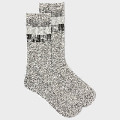 Alaska Knits Women's Striped Timeless Wool Blend Heavyweight Boot Socks - Gray 4-10