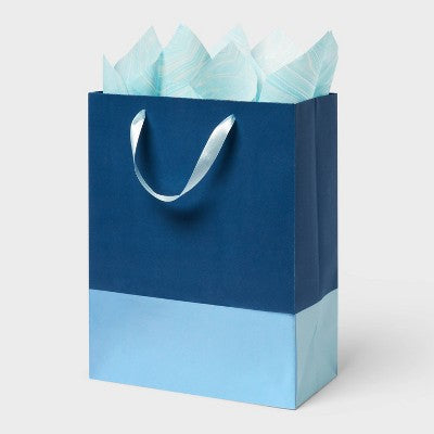 Navy and Blue Large Gift Bag with Tissue - Spritz