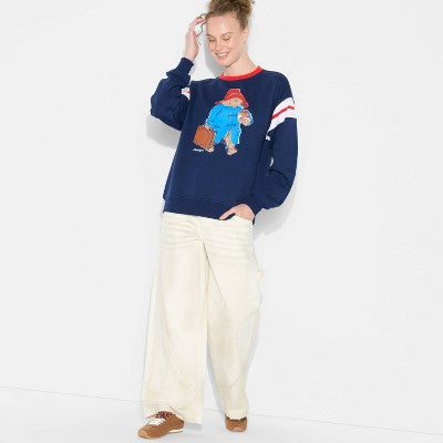 Women's Paddington Oversized Graphic Sweatshirt - Navy Blue S