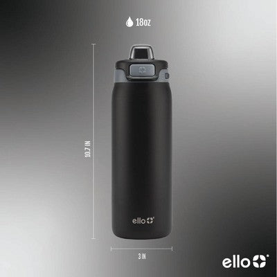 Ello Pop & Fill 18oz Stainless Steel Water Bottle Black