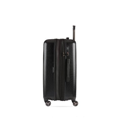 SWISSGEAR Energie Hardside Medium Checked Spinner Suitcase - Black: Aluminum Handle, Tear-Resistant, Polycarbonate Shell
