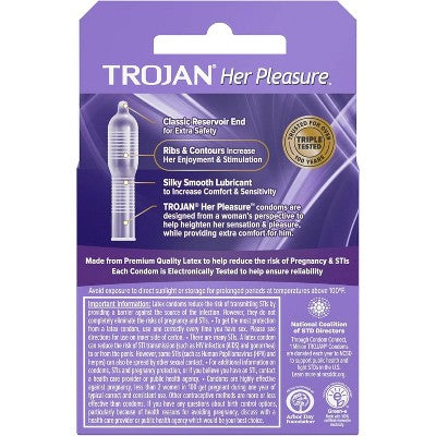 Trojan - Her Pleasures, Sensations Lubricated Latex Condom, 3 Ct