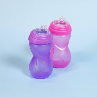 Nuby 10oz Polypropylene Clikit Frosted Soft Spout Sippy Trainer Cups - Pink/Purple - 2pk