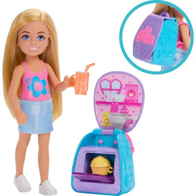 Barbie Family and Friends Chelsea Cupcake Baking Backpack 6" Doll + Accessories