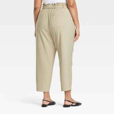 Women's Super-High Rise Ankle Pull-On Pants A New Day Beige 1X