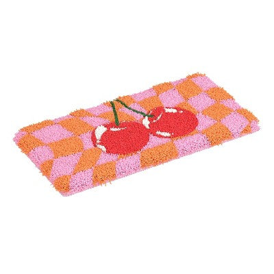 Gems Fluffy Rug Wrist Rest - Checkered Cherries: Polyester Computer Accessory