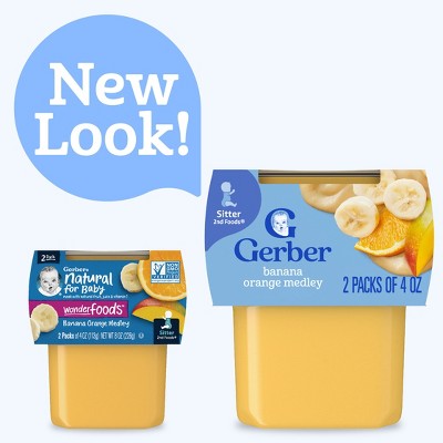 Gerber Non-GMO Baby Food Stage 2 Banana Orange Medley Puree Tub - 4oz/2ct