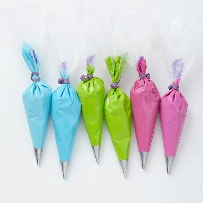 Wilton 12pc Icing Bag Ties: Purple Piping Bag Clips for Cake Decorating, Hand Washable Plastic Set