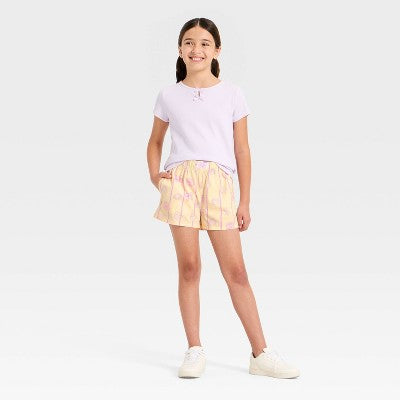 Girls' Polly Pocket Striped Woven Shorts - Yellow S