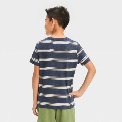 Boys' Short Sleeve Striped T-Shirt - Cat & Jack Navy Blue XS