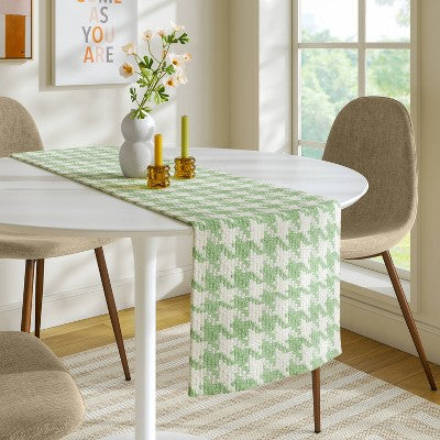 Houndstooth Table Runner Green - Room Essentials