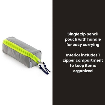 Yoobi Single Zip Pencil Pouch Steel Gray