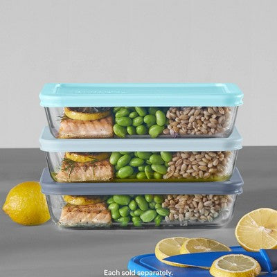 Pyrex 4pc 3c Rectangular Food Storage Container Set Ocean Mist