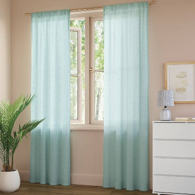 42"x84" Sheer Crinkled Gauze Matelasse Curtain Panel Blue - Room Essentials