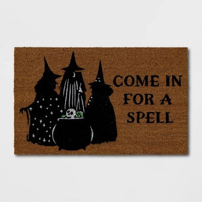 1'6"x2'6" 'Come In For A Spell' Witches Coir Doormat Black - Hyde and EEK! Boutique (LOCAL PICKUP ONLY)