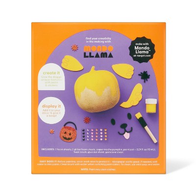 Halloween Craft Embellished Paper Mache Dog Pumpkin Painting Kit - Mondo Llama