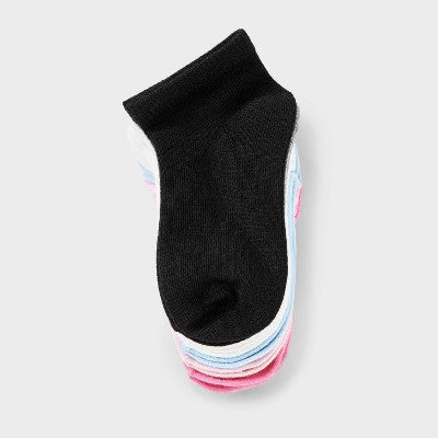 Toddler 8pk Low Cut Socks - Dealworthy Black/Blue/Pink 4T-5T: Knit, Banded Cuff, Lightweight Fabric