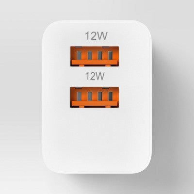 Dual Port USB-A Home Charger 2pk - dealworthy White